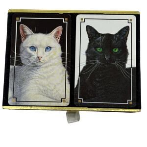 Vintage 80's Congress Playing Cards Black White Cats Kittens Made in Spain